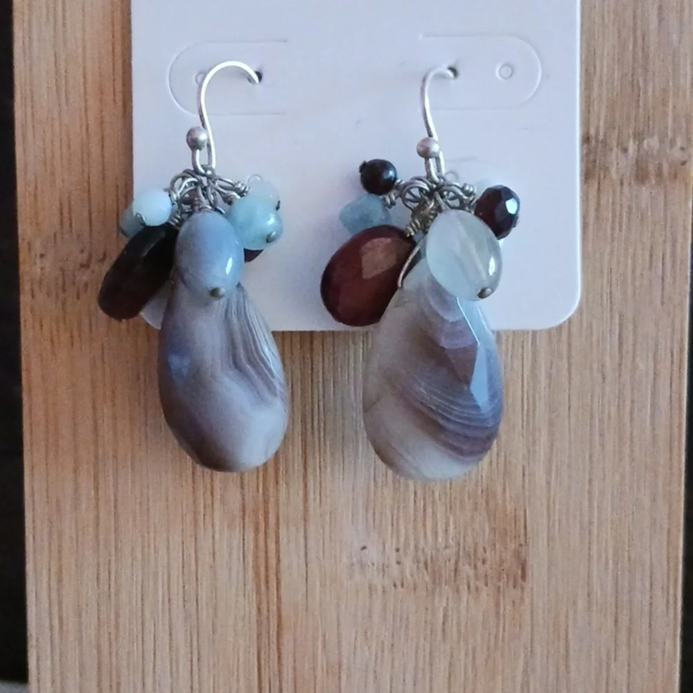 French Wire Faceted Stone Dangle Earrings